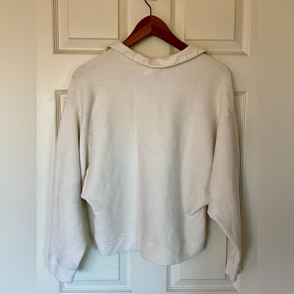 Madewell Ottoman Jacquard Polo Top, Cream - M - Picture 5 of 14